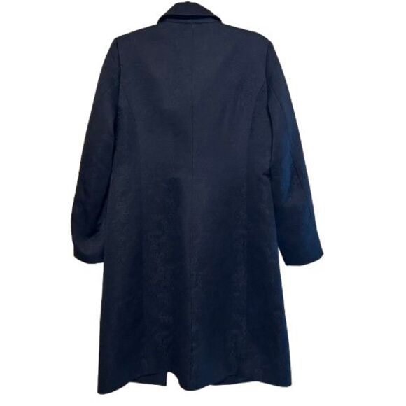 VTG Talbots Duster Trench Coat Womens Size 8 Black Floral Jacquard Midi Jacket - Picture 3 of 7